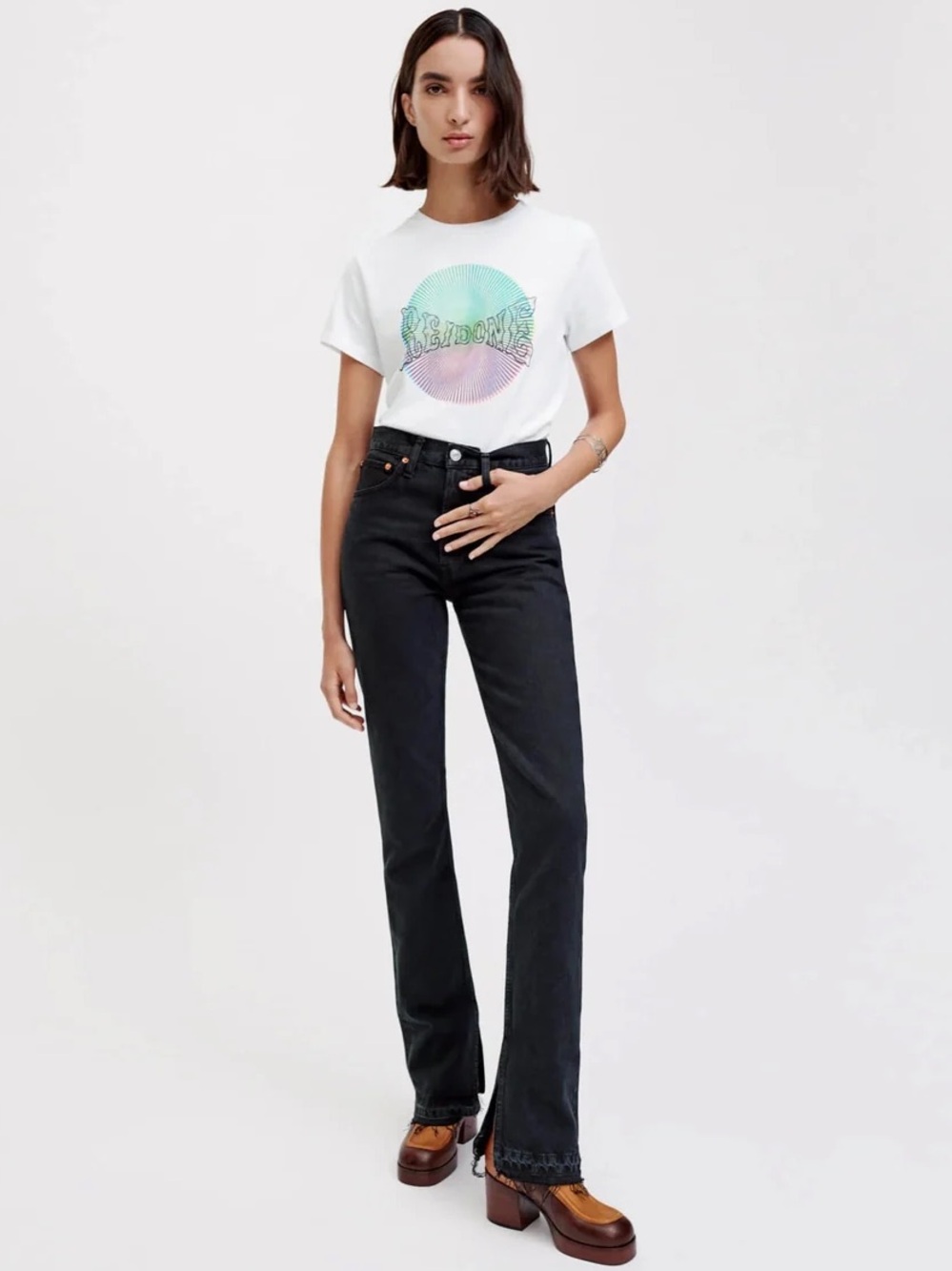 NWT re/Done: 70s High Rise Skinny Boot - Washed Black